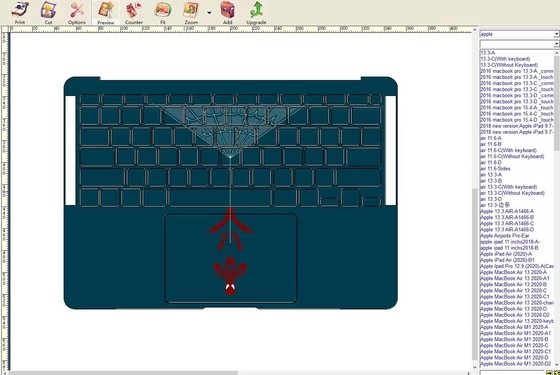 Macbook木製カバー ビニールのカッターの作図装置の卓上